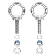 2Pcs M12 x 40mm 304 Stainless Steel Lifting Shoulder Eye Bolt with Nuts Washers