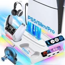 Cooling Station and Stand for PS5/Slim/Pro, PS5 Cooling Fan Auto Control for ...