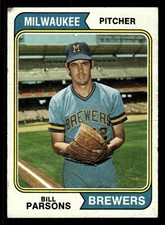 1974 Topps #574 Bill Parsons - Milwaukee Brewers (Low Grade)