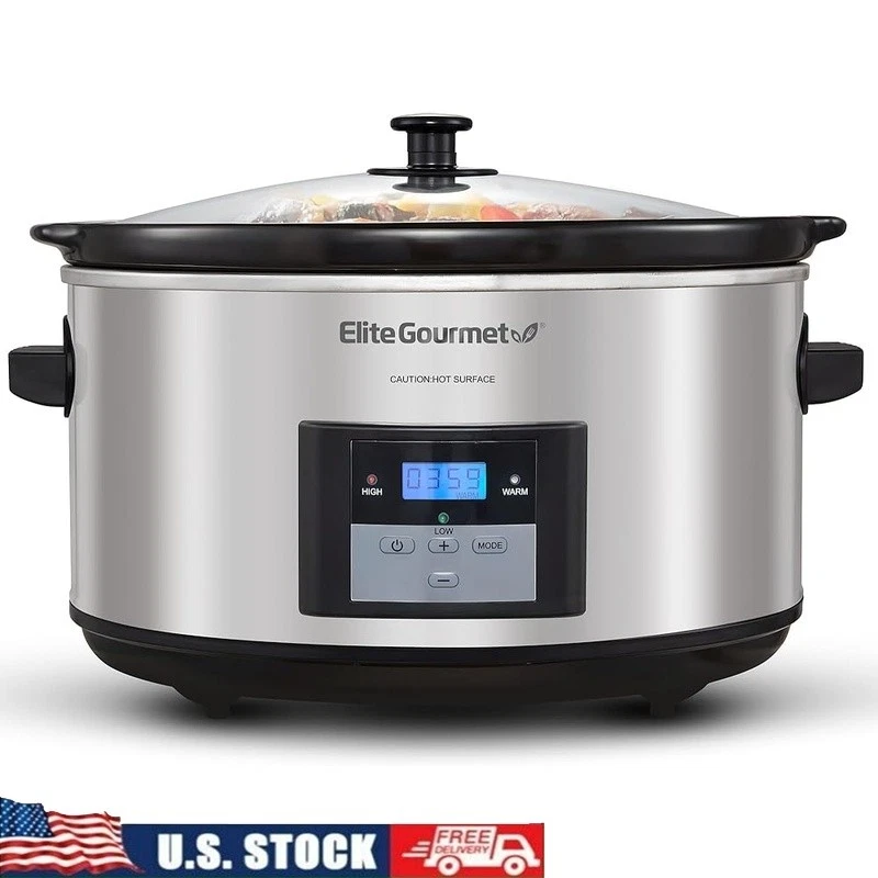 8.5Qt Oval Slow Cooker Programmable 20H Stainless Steel ETL Listed Easy Clean US