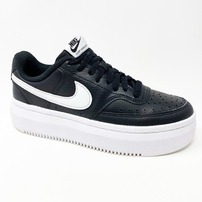 Nike Court Vision Alta Platform Sneakers Womens 8 Black/White Leather DM0113-002
