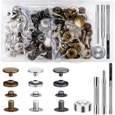 45 Set Leather Snap Fasteners Kit, 15mm Stainless Steel Leather Snaps Kit wit...