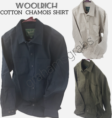 Woolrich MENS GREEN LABEL CHAMOIS LONG SLEEVE BUTTON UP SHIRT 100