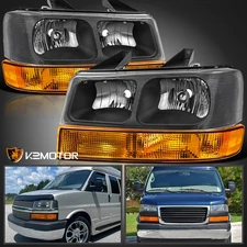 Fits 2003-2023 Chevy Express GMC Savana Headlights with Bumper Signal Lamps L+R