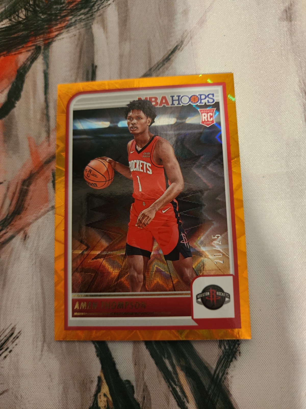 2023 Hoops Amen Thompson 242 Orange Explosion 20/25 RC Rare