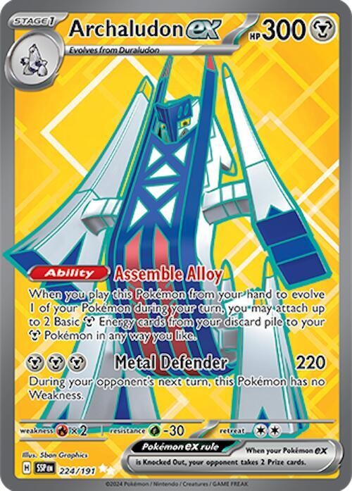 ARCHALUDON EX 224/191 SURGING SPARKS POKEMON (FULL ART, NM)