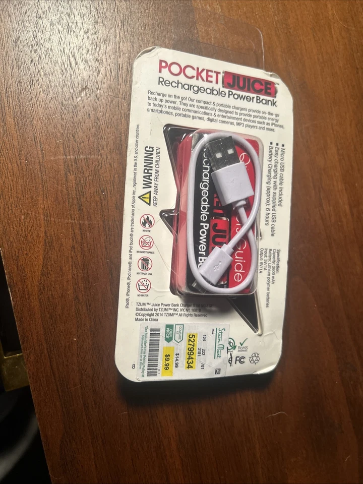 Tzumi Pocket Juice Endurance AC 2200 MAH Power Bank Micro. USB Cable - Image 2 of 2