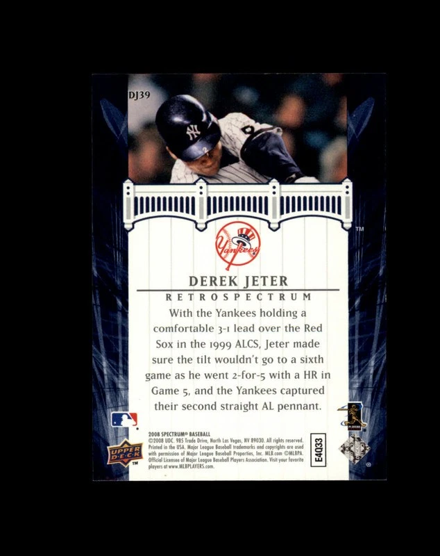 2009 Upper Deck Spectrum Derek Jeter Retrospectrum #DJ39 Yankees Insert - Image 2 of 2