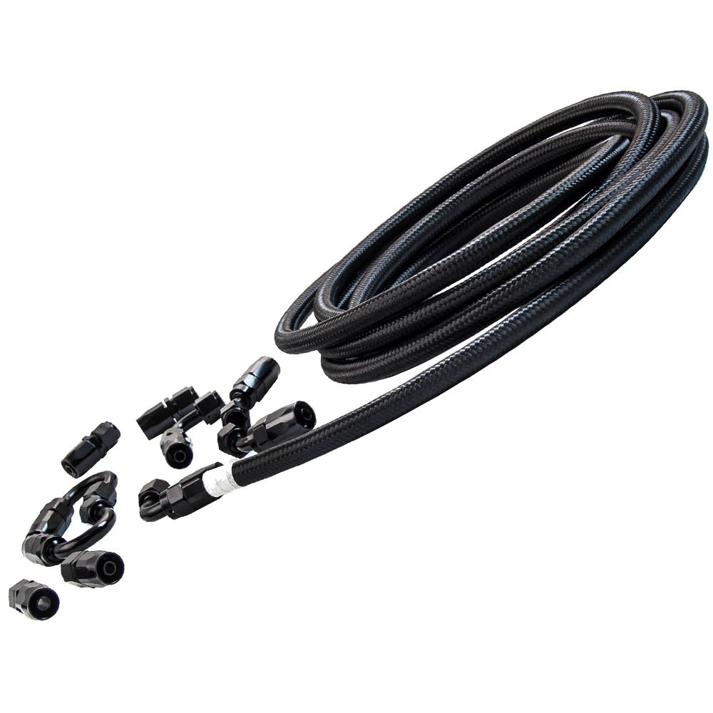 500 PSI  Stainless nylon Steel Braided Oil fule Hose w/ 6-an hose end fittings
