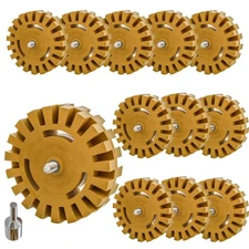 12pk 4" Rubber Eraser Wheel Tool, Drill Adapter Adhesive, Decal, Graphic Remover