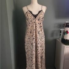 Target A New Day Black and White Patterned Dress XS Dot satin maxi slip dress