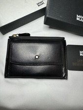 Montblanc Meisterstuck Black Leather Zipper Key Card Coin Holder Wallet Unisex