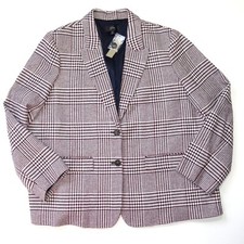 NWT J.Crew Boyfriend Blazer in Ivory Burgundy Shadow Houndstooth Wool Jacket 22