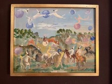 Cortiello Mario Pulcinella 1970 olio su faesite cm 30 x 24 con cornice