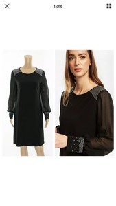 chiffon sleeve black shift dress