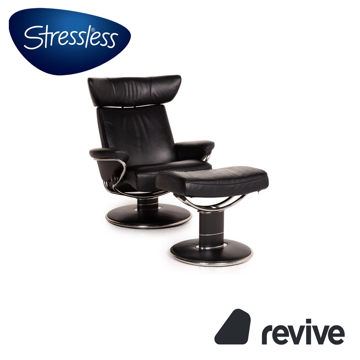 Stressless Jazz Leather Armchair Black Size M Incl. Stool Relaxfunktion Function