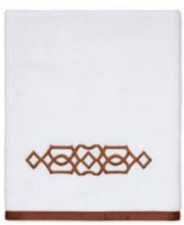 Avanti Bath and Hand Towel Set White  sienna Brown Geo embroidery-Set of 2
