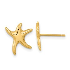 14k Yellow Gold Polished Starfish Stud Earrings for Women 1.3gm L-12mm, W-11mm