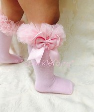 PERFECT PRINCESS Spanish Double Bow Knee High Tutu Socks. Baby/Girl/Party