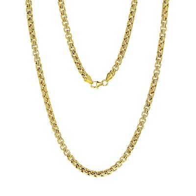 Italian 14k Yellow Gold Venetian Box Link Chain Necklace 18