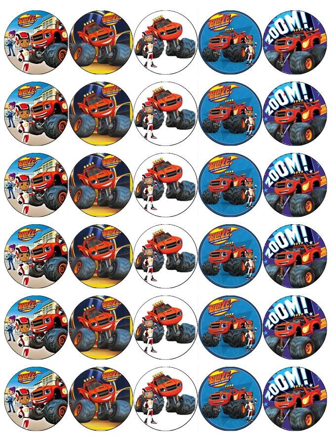 30x Blaze Monster Maschinen Cupcake Toppers Essbare Backoblate Fairy Kuchen - Bild 1 von 1