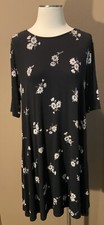 Old Navy L Black Daisies Print Cottagecore Jersey Dress W Short Sleeves