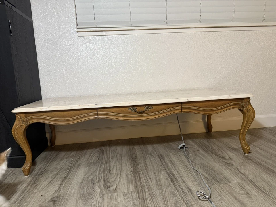 МЕБЕЛЬ ВЕЙМАНА французский провинциальный 55 «x 15» журнальный столик с белый мрамор - Изображение 2 из 4