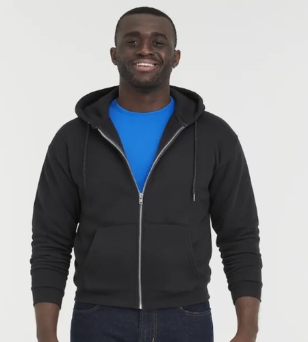 NWT Hanes Ecosmart Sweats Mens Sz XL Black Full-Zip Hoodie Sweatshirt 7c