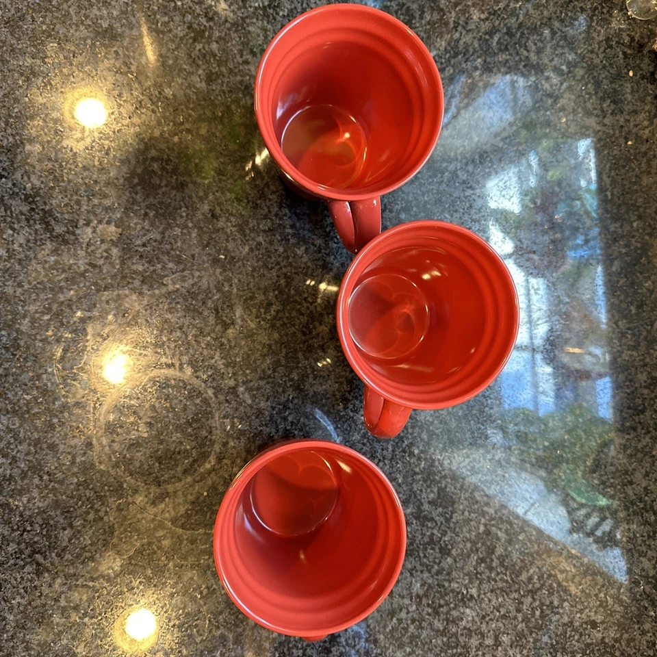 Rachael Ray Double Ridge, tazas de café/té rojo macizo - Juego de 3 Foto 3 de 4