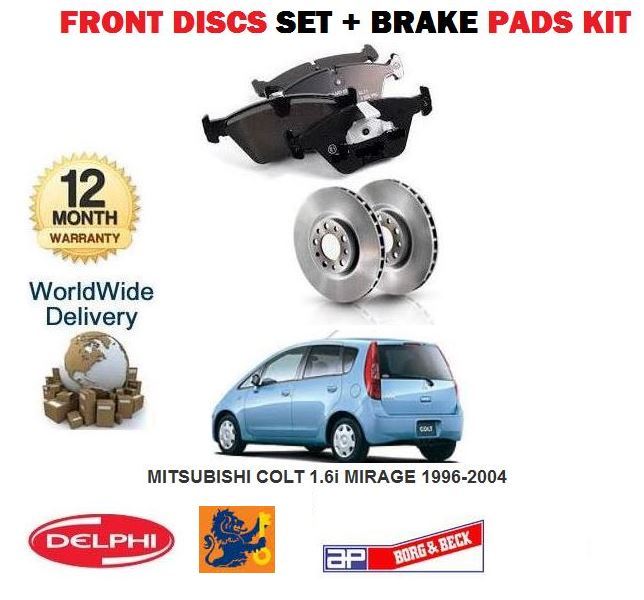 FOR MITSUBISHI COLT 1.6i MIRAGE 1996-2004 FRONT BRAKE DISCS SET + DISC ...