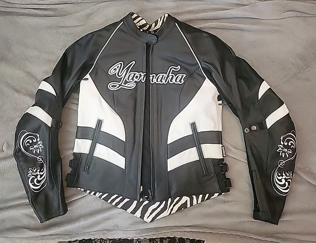 Yamaha Racing Black White Motorbike Leather Biker Jacket