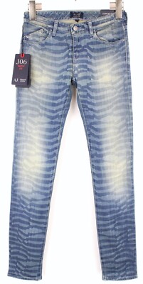 ARMANI JEANS Skinny Fit Women's W24 Zip Fly fly Fade Effect Pattern Logo