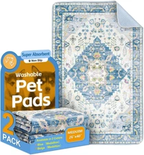 2-Pack 40x26 Washable Pee Pads for Dogs - Reusable Non-Slip Puppy Training Pads