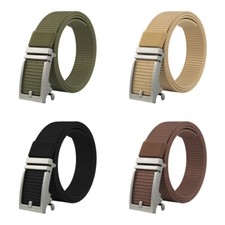 Men Solid Automatic Metal Buckle Army Waist Belt Military Nylon Canvas Waistband