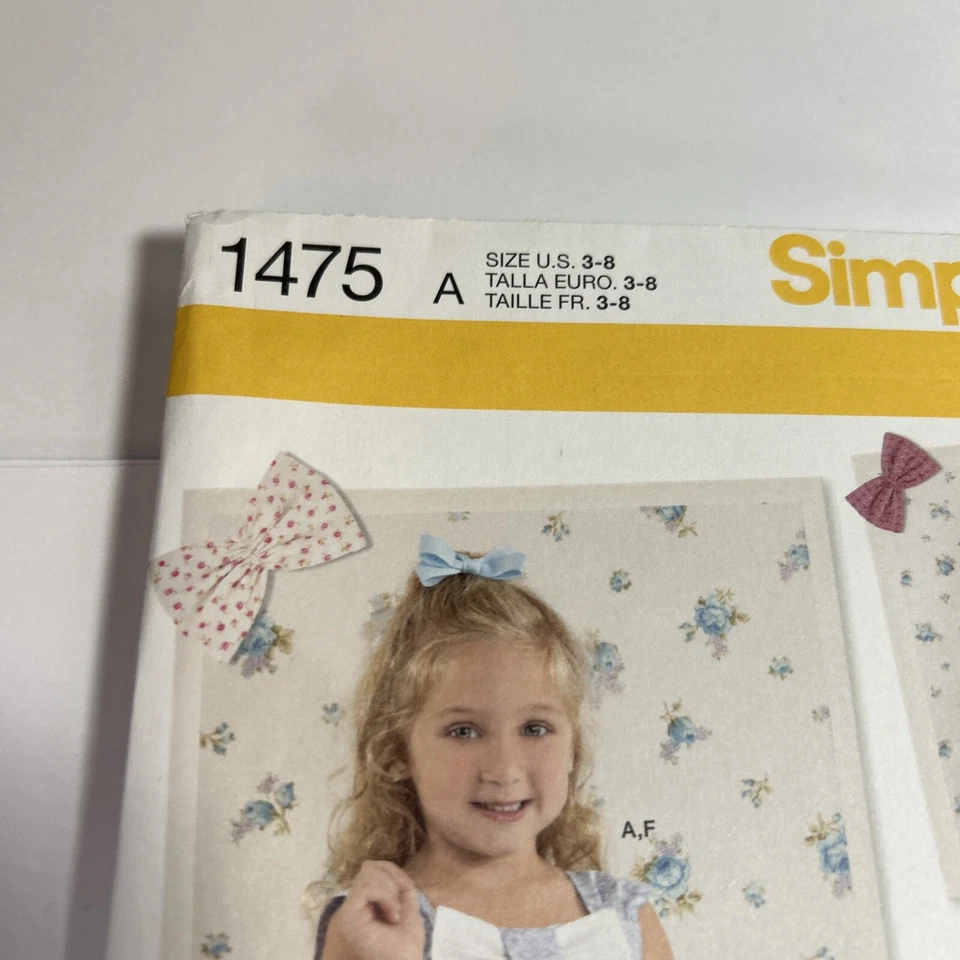 NEW Simplicity Pattern 1475 Girls' sz 3-8 Dress*Top*Pants w Dress for 18" Doll - Image 2 of 4