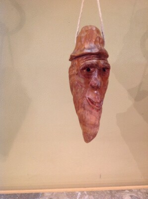 Vtg Hand Carved Wood Spirit Old Mountain Man Wizard Hobbit Carving ...