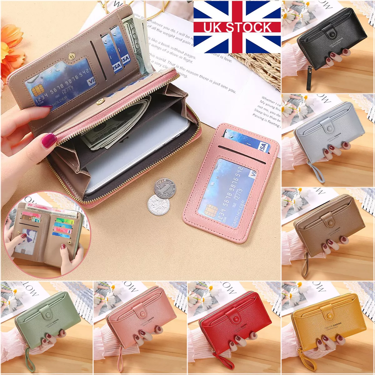 Ladies Small Wallet Leather Zip Coin Part Folding Clutch Women Card Holder  Purse