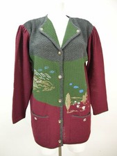 Strickjacke mehrfarbig mit Stickerei und Revers Trachtenjacke Jacke Gr.36/38