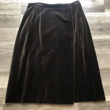 Vintage Crystal Plus Velvet Skirt Womens S M Union Made Knee Length Wrap Brown