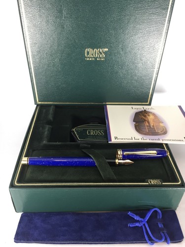 CROSS TOWNSEND LAPIS LAZULI 22K GOLD FLAKE FOUNTAIN PEN 18k GOLD M Nib #796C-M - Picture 9 of 11