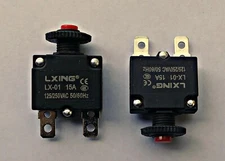 15 Amp Circuit Breakers (2 pcs)  125/250v Push Button Manual Reset US seller
