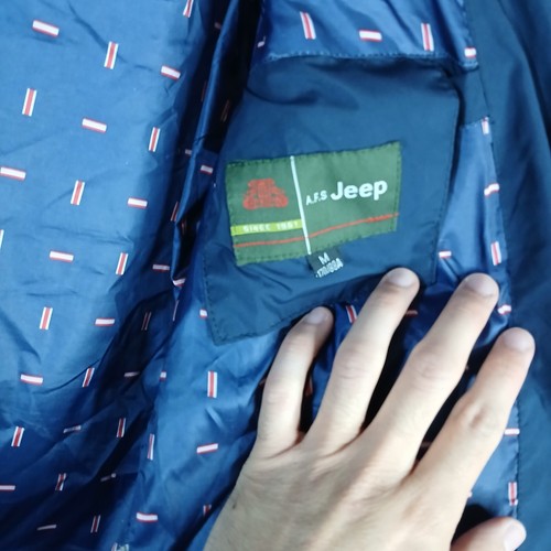 Jeep VTG Duck Down Blue Puffer Jacket Mens Size M Zip Up Winter Quilted Coat RA - Picture 2 of 14