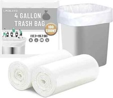 Small Trash Bags 4 Gallon, 100 Count Small Garbage Bags Bathroom Trash Bags Whit