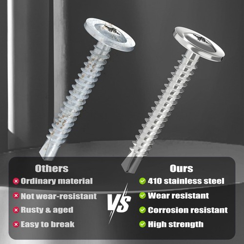 180pcs #8 sheet metal screws assortment kit 410 stainless steel self tapping sc - Picture 5 of 6