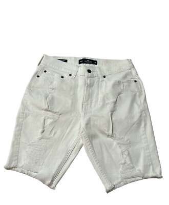 Hollister White Epic Flex Distressed Look Stretch Bermuda Shorts Size 30 BNWOT
