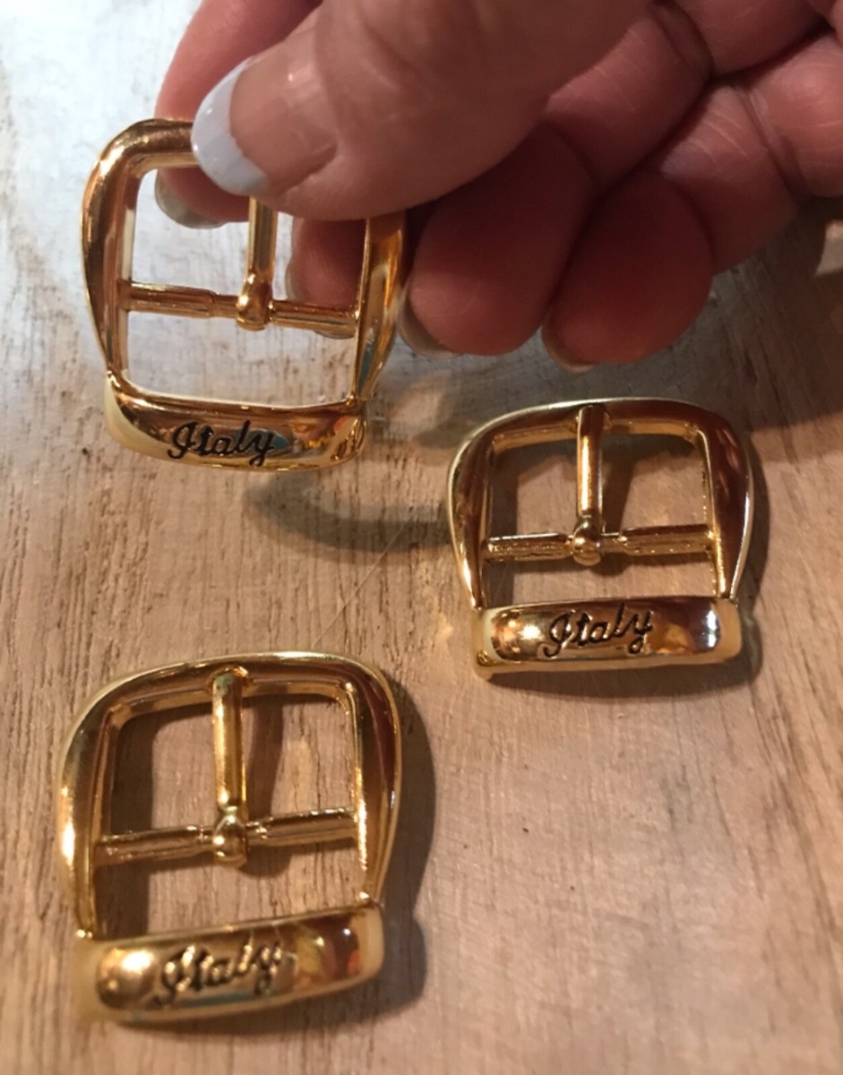 Lot of 3 Belt Buckles, Stamped Italy, Gold Plated 3/4 inch  display picture 1