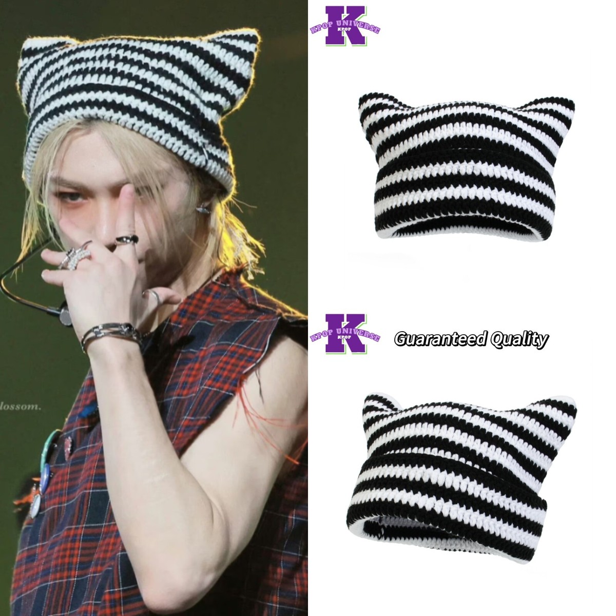 KPOP STRAY KIDS Felix's Beanie with Cat Ears, Brand New Hat