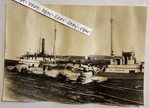 1912 GEO. C. MARKHAM LUMBER STEAMER SHIP MANISTEE MI. 375K 2” HEMLOCK PILE PHOTO