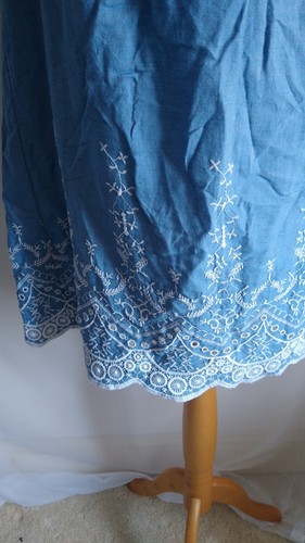 Ladies Size 20 Cornflower Blue Broderie Anglaise Bardot Off The Shoulder Blouse - Picture 3 of 8