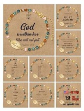 COLOYN 9PCS Inspirational Gifts Natural Stone Beads Bracelets for Women 4mm A
